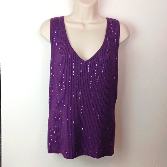 ❤️Bundle Only❤️ HILLARD & HANSON Purple Sequin Sparkly Knit Tank - Picture 11 of 11